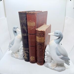 Vintage Porcelain Pastel Mallard Duck Figural Bookends Cottagecore Ethan Allen
